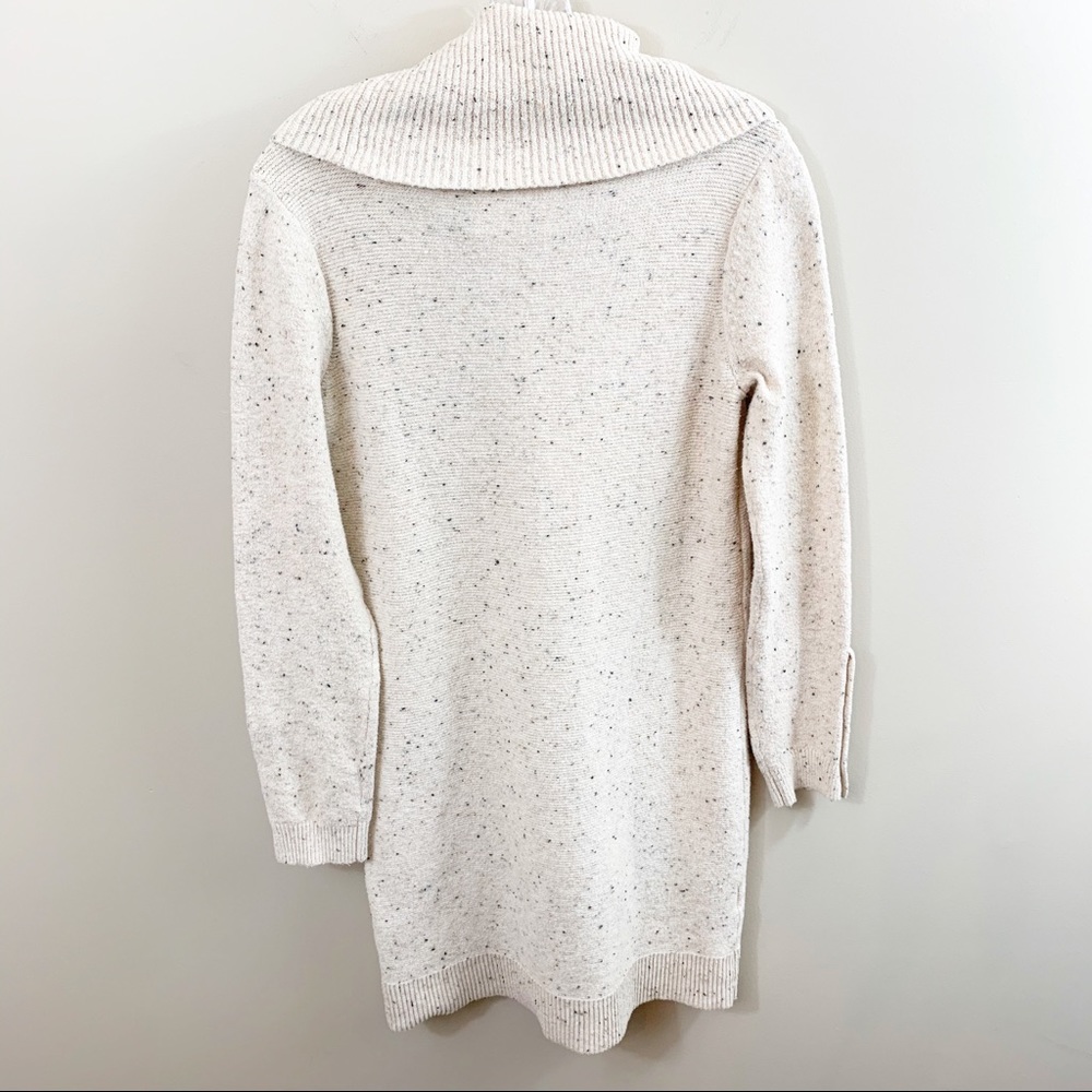 LOFT Cowl Neck Sweater Cream Speckled Dress Button Sleeve Detail - Picture 6 of 7